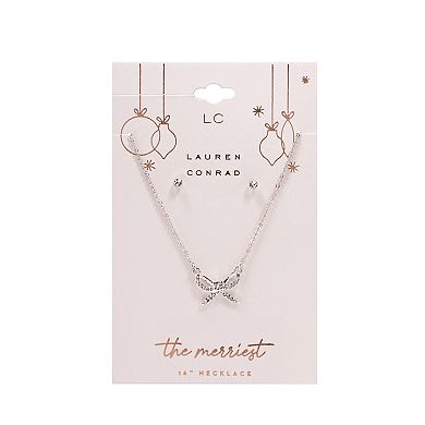 LC Lauren Conrad Pave Bow Necklace & Nickel Free Earring Set