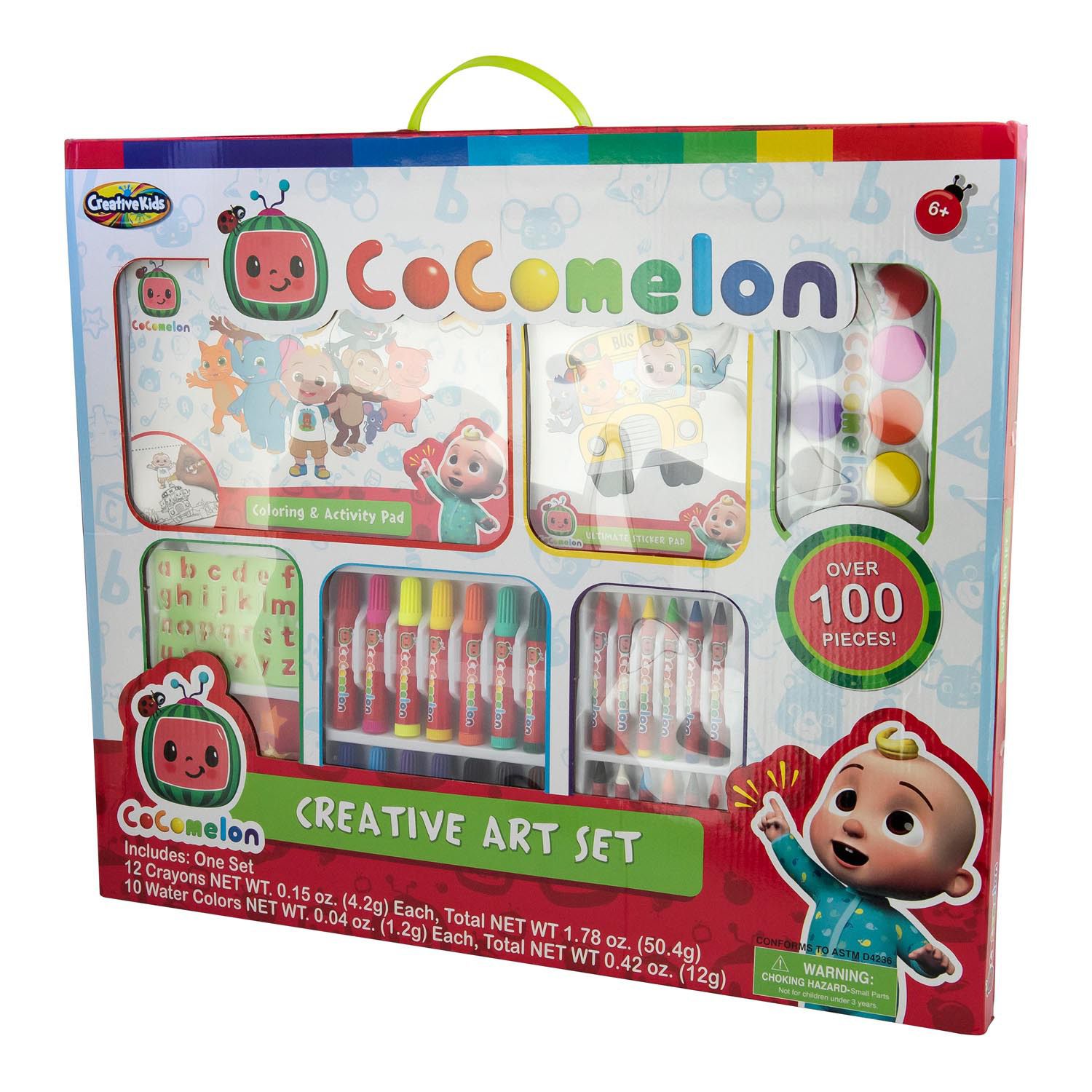 Idea Nuova Cocomelon - Lot De 4 Toiles Murales Carrées Pour Chambre D'Enfant 27,9 X 27,9 Cm