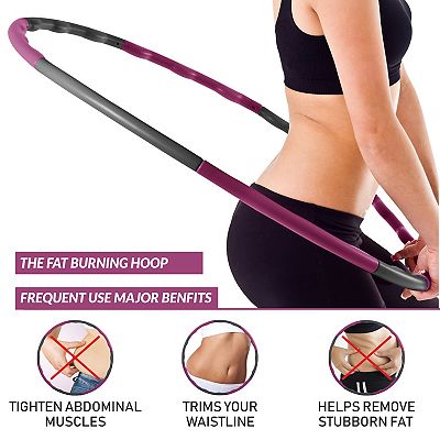 HolaHatha 900G 6 Piece Weighted Fitness Hula Hoop for Home Workouts and Toning