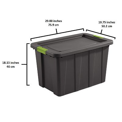 Sterilite Tuff1 Latching 30 Gal Plastic Storage Tote Container and Lid 4 Pack