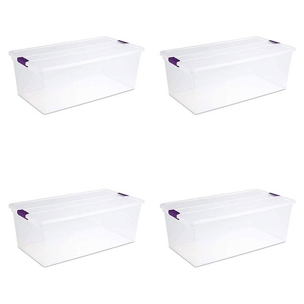 Sterilite 25 Quart Capacity Clear Plastic Storage Tote Bins with