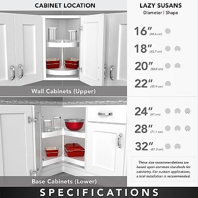 Rev-a-shelf 24'' Lazy Susan Full-circle Polymer Two-shelf, White, 2062-24-11-1