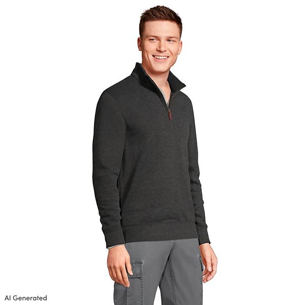 Big & Tall Lands' End Bedford Regular-Fit Rib Quarter-Zip Sweater