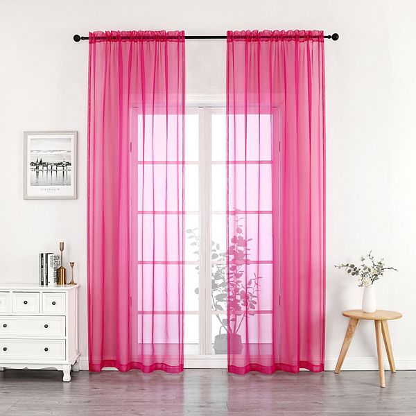 Crystal Sheer 2-pack Window Curtain Set - Pink (52X84)