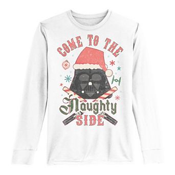 Boys 8-20 Star Wars Christmas Darth Vader Come To The Naughty Side Long Sleeve Tee