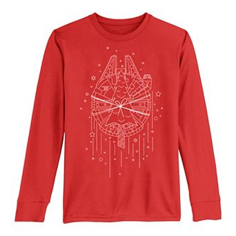 Boys 8-20 Star Wars Christmas Millennium Falcon Tree Transport Long Sleeve Tee