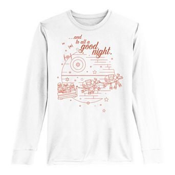 Boys 8-20 Star Wars Christmas Death Star And To All A Good Night Long Sleeve Tee