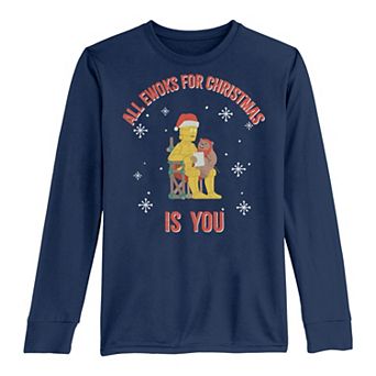 Boys 8-20 Star Wars Christmas C-3PO All Ewoks For Christmas Is You Long Sleeve Tee