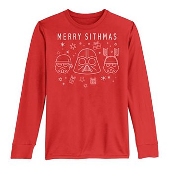 Boys 8-20 Star Wars Christmas "Merry Sithmas" Line Art Long Sleeve Tee