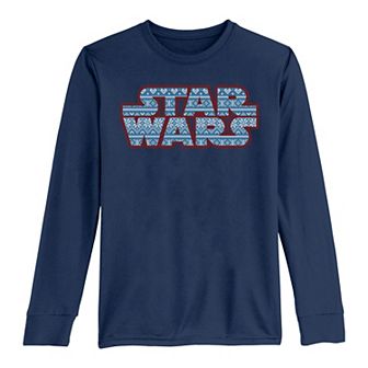 Boys 8-20 Star Wars Christmas Merriest Wishes Galactic Empire Long Sleeve Tee