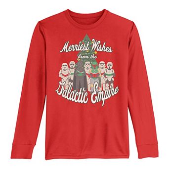 Boys 8-20 Star Wars Christmas Merriest Wishes Galactic Empire Long Sleeve Tee