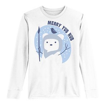 Boys 8-20 Star Wars Christmas Ewok Merry Yub Nub Long Sleeve Tee