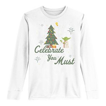 Boys 8-20 Star Wars Christmas Yoda Celebrate You Must Long Sleeve Tee