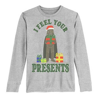 Boys 8-20 Star Wars Christmas Darth Vader I Feel Your Presents Long Sleeve Tee