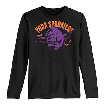 Boys 8-20 Star Wars Halloween Purple Yoda Spookiest Long Sleeve Tee