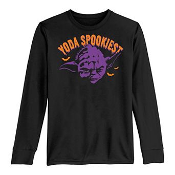 Boys 8-20 Star Wars Halloween Purple Yoda Spookiest Long Sleeve Tee
