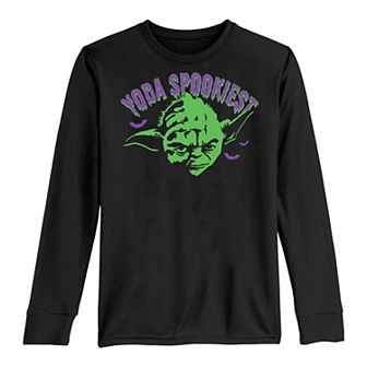 Boys 8-20 Star Wars Halloween Purple Yoda Spookiest Long Sleeve Tee