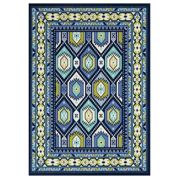 Sonoma Goods For Life® Ikat Border Indoor Outdoor Rug Blue (8.5X13 FT