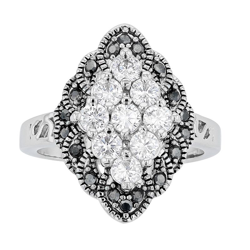 City Luxe Cubic Zirconia & Hematite Crystal Ring, Womens, Size: 7, White
