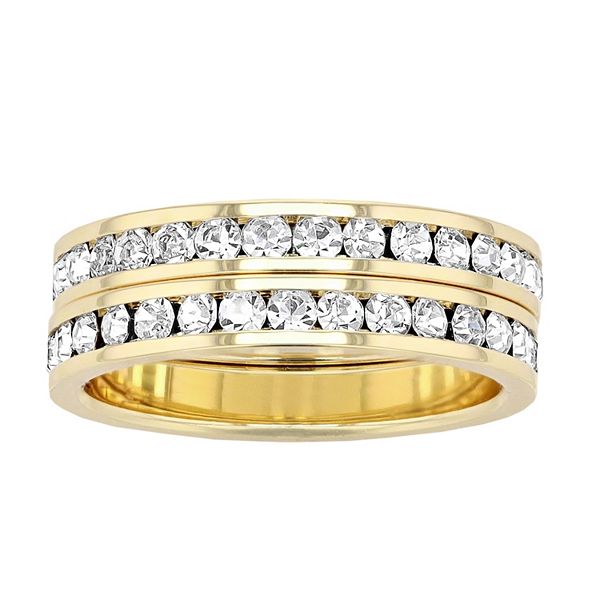 City Luxe Crystal Eternity Band Ring Duo Set