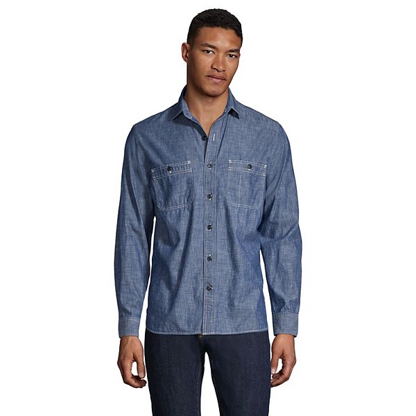 Big & Tall Lands' End Traditional-Fit Chambray Button-Down Work Shirt