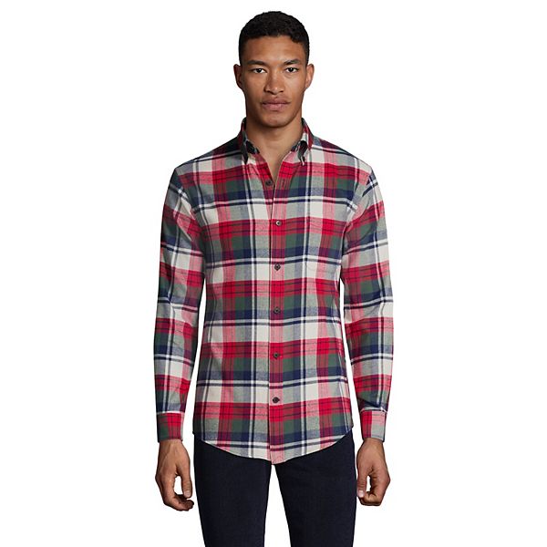 Big & Tall Lands' End Flagship Traditional-Fit Plaid Flannel Button-Down  Shirt