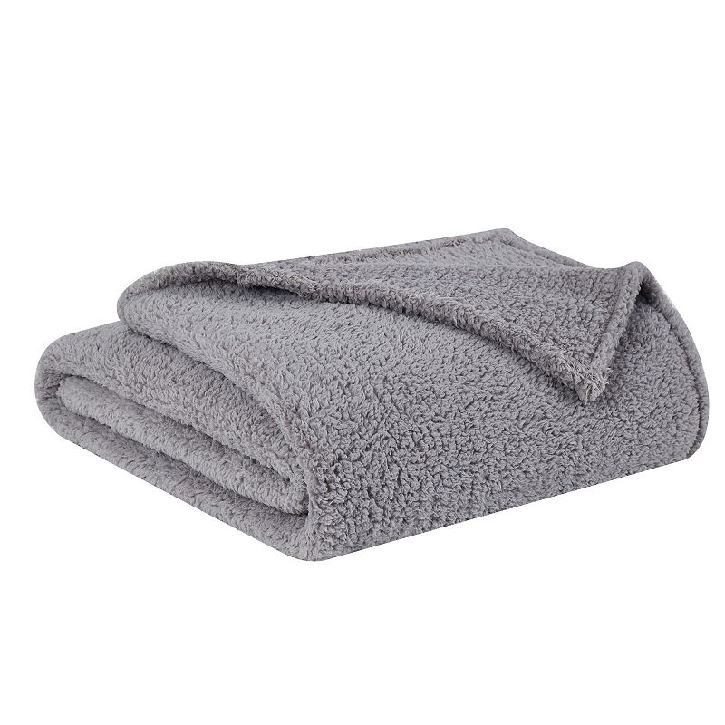 My World Cloud Sherpa Blanket, Grey, Twin XL