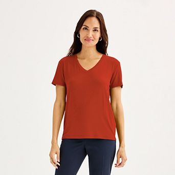 Petite Nine West Essential Short Sleeve V-Neck Tee