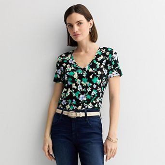 Petite Nine West Essential Short Sleeve V-Neck Tee