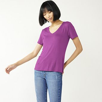 Petite Nine West Essential Short Sleeve V-Neck Tee