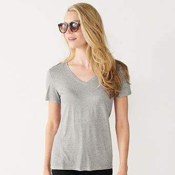 Petite Nine West Essential Short Sleeve V-Neck Tee