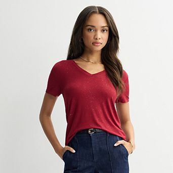 Petite Nine West Essential Short Sleeve V-Neck Tee