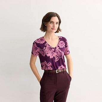 Petite Nine West Essential Short Sleeve V-Neck Tee