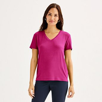 Petite Nine West Essential Short Sleeve V-Neck Tee