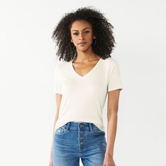 Petite Nine West Essential Short Sleeve V-Neck Tee