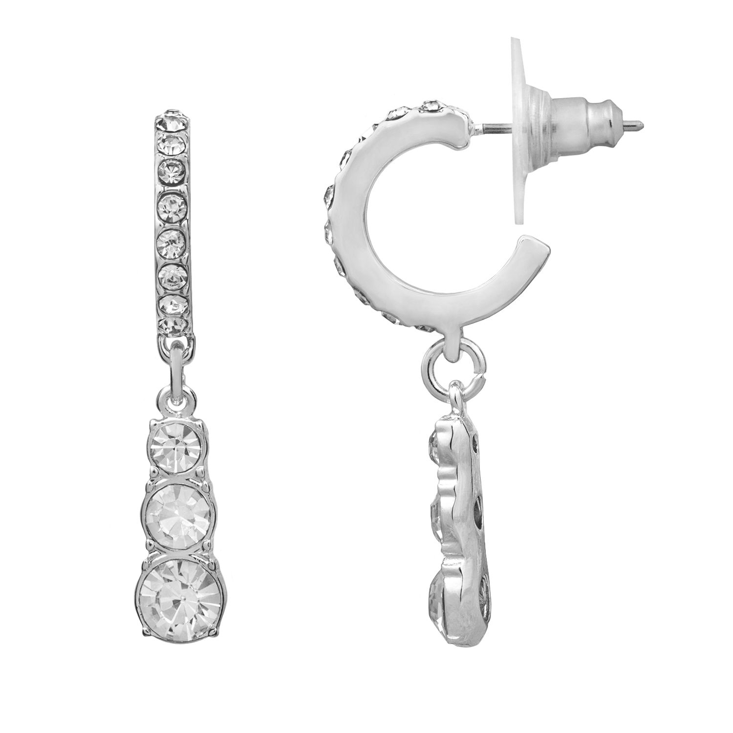 Image for LC Lauren Conrad Nickel Free Pave Hoop Earrings with Tiered Simulated Crystal Drops at Kohl's.