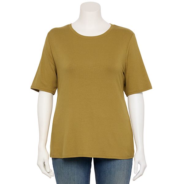 Plus Size Nine West Essential Fitted Elbow-Sleeve Tee