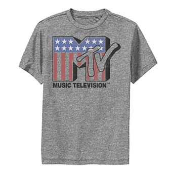 Boys 8-20 MTV American Flag Fill Logo Tee