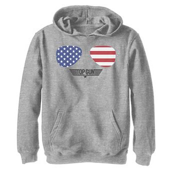 Boys 8-20 Top Gun Aviators Sun Glasses American Flag Fill Hoodie