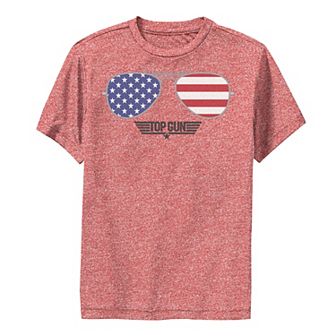 Boys 8-20 Top Gun Aviators Sun Glasses American Flag Fill Tee