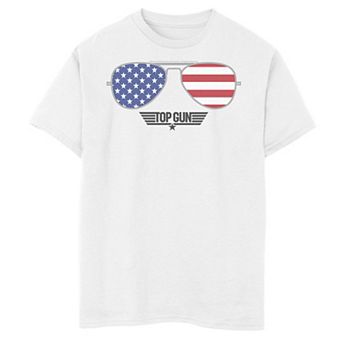 Boys 8-20 Top Gun Aviators Sun Glasses American Flag Fill Tee