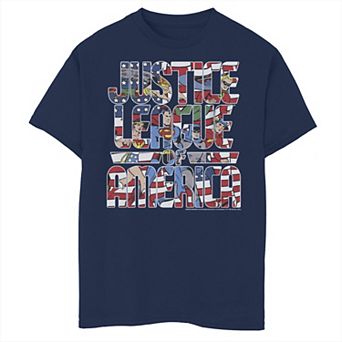 Boys 6-20 DC Comics Justice League Of America Logo Text Fill Tee