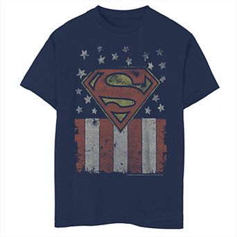 Boys 6-20 DC Comics Justice League Trio American Flag Background Tee