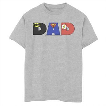 Boys 6-20 DC Comics Justice League Dad Superhero Logos Tee