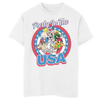 Boys 8-20 Looney Tunes Party In The USA Circle Portrait Tee