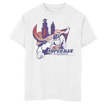 Boys 8-20 DC Comics Superman Daily Planet Skyline Flying Poster Tee