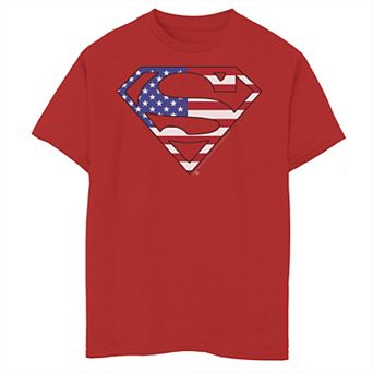 Boys 8-20 DC Comics Superman Logo American Flag Fill Tee