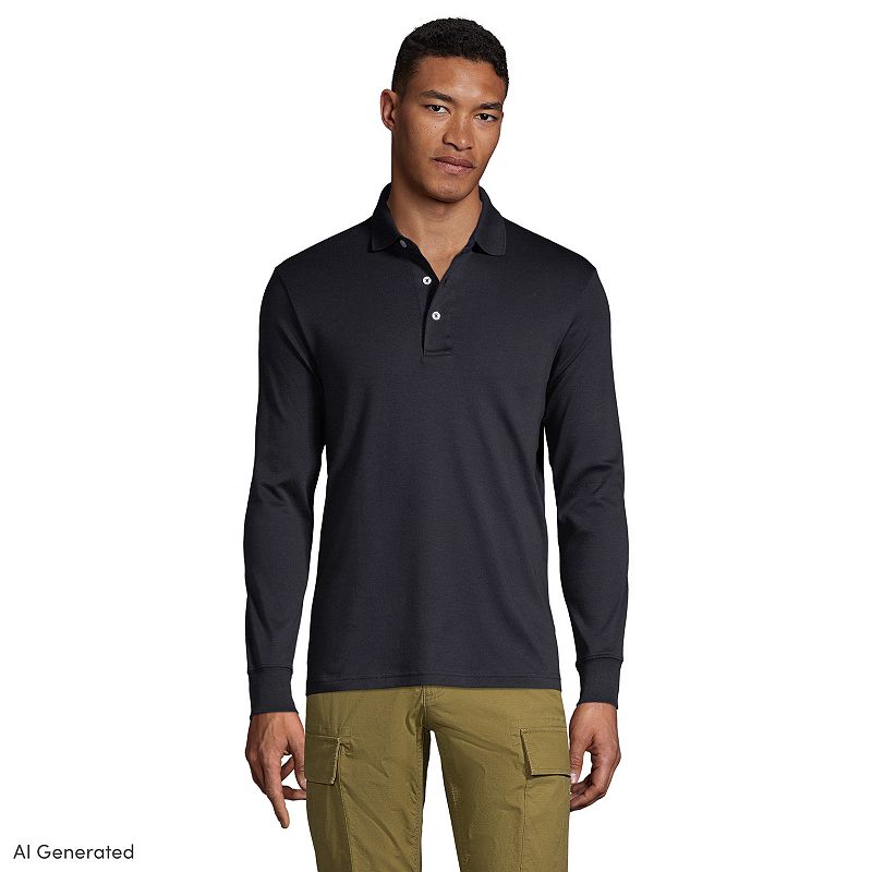 Big & Tall Lands' End Classic-Fit Supima Interlock Polo, Men's, Size: 3XB, Black