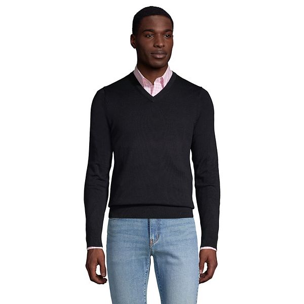 Big & Tall Lands' End FineGauge Supima Cotton VNeck Sweater