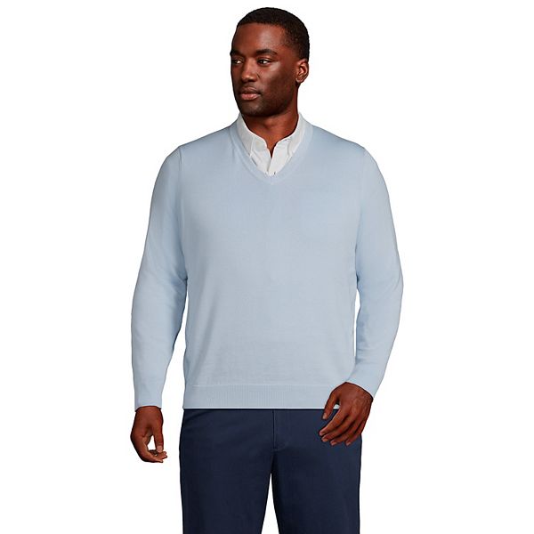 Big & Tall Lands' End FineGauge Supima Cotton VNeck Sweater